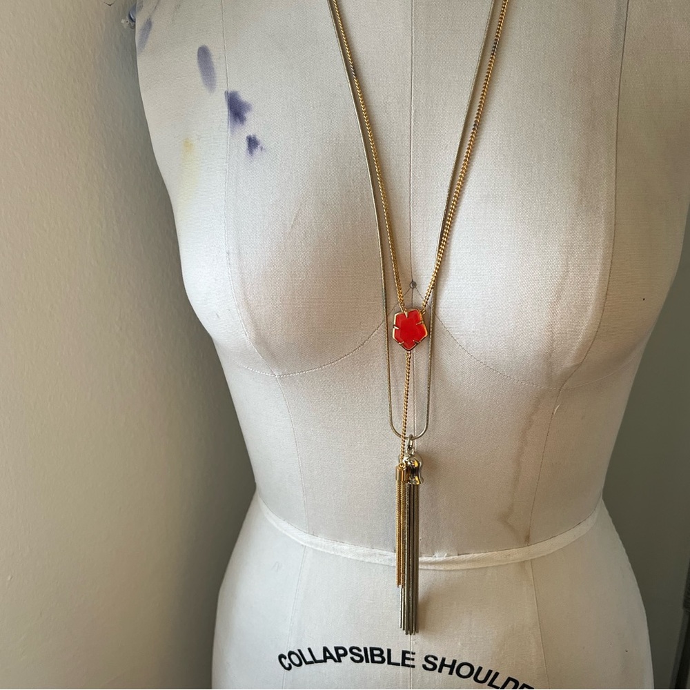 Lot of 2 Chain Tassel Lariat Necklaces Alfani and Vince Camuto